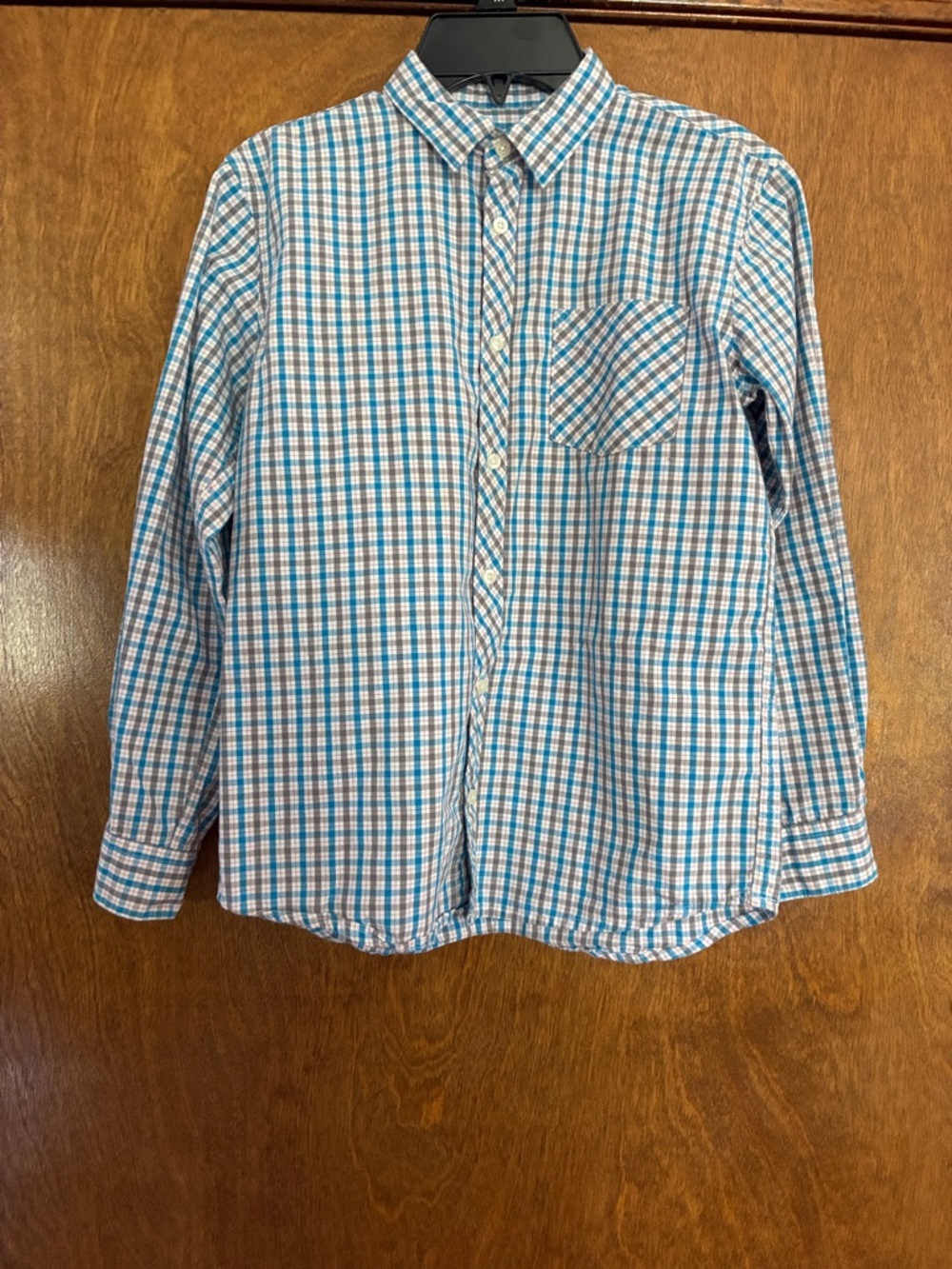 Everblue Kids Blue and White Plaid Button-Down Shirt Boys Size 10/12 Medium